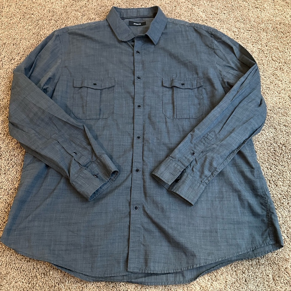 Alfani Men's Blue Casual Button-Down Shirt